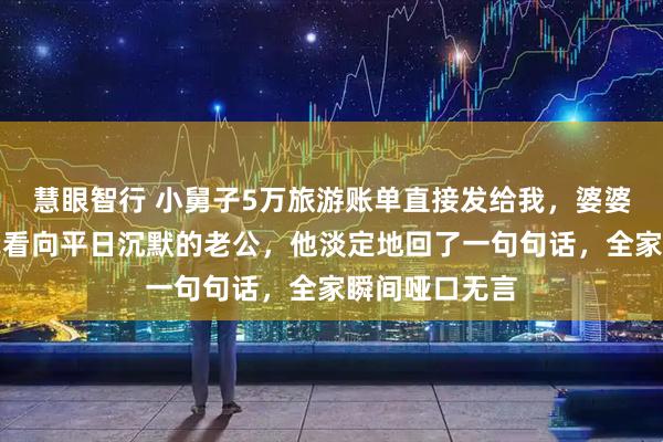 慧眼智行 小舅子5万旅游账单直接发给我，婆婆让我买单。我看向平日沉默的老公，他淡定地回了一句句话，全家瞬间哑口无言